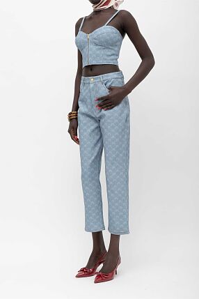 RIANA MONOGRAM DENIM PANTS