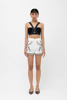 SHIMBA B/W APPLIQUE SHORTS