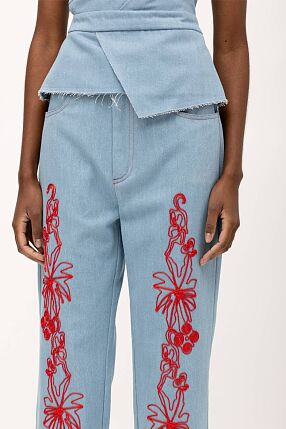 RIANA DENIM APPLIQUE PANTS
