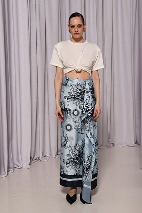 AQUA SATIN SKIRT
