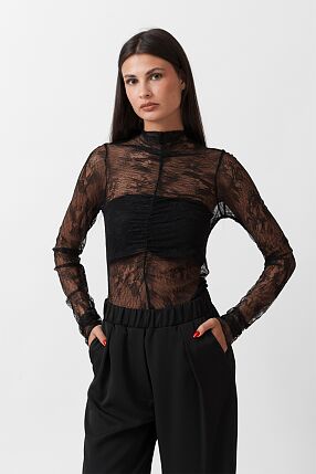 LACE RUFFLED BODYSUIT