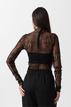 LACE RUFFLED BODYSUIT