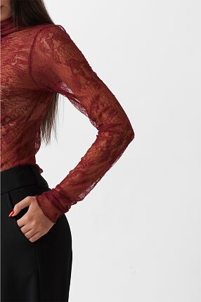LACE RUFFLED BODYSUIT