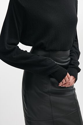 LONDON LEATHER MIDI SKIRT