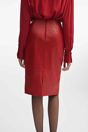 LONDON LEATHER MIDI SKIRT