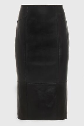 LONDON LEATHER MIDI SKIRT