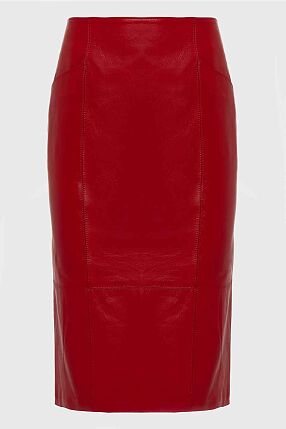 LONDON LEATHER MIDI SKIRT