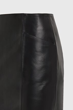 LONDON LEATHER MIDI SKIRT
