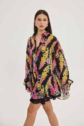 HEATHER SHIRT DRAGON FLOWER BLACK