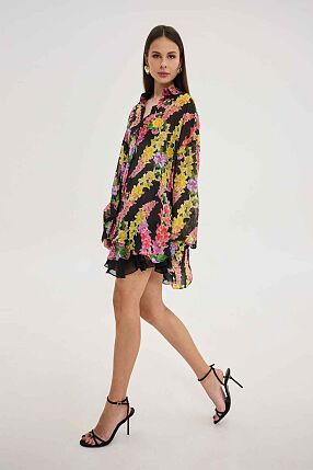 HEATHER SHIRT DRAGON FLOWER BLACK