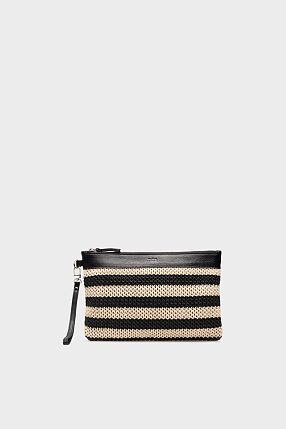 ALLIE CLUTCH BLACK BEIGE STRI