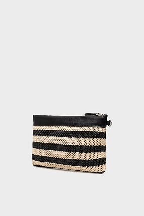 ALLIE CLUTCH BLACK BEIGE STRI