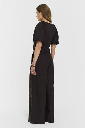 AUDRINA LINEN TOP COFFEE