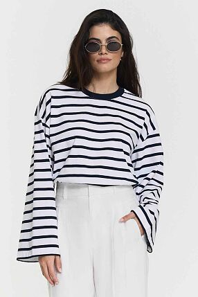 CELESTE LS TOP NAVY WHITE STRIPE