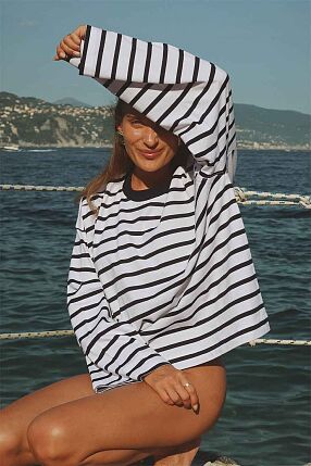 CELESTE LS TOP NAVY WHITE STRIPE
