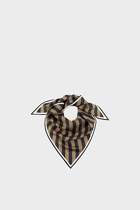 ERINNA SILK SCARF BLACK BEIGE