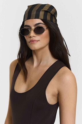 ERINNA SILK SCARF BLACK BEIGE