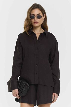 EVIANNA LINEN SHIRT COFFEE