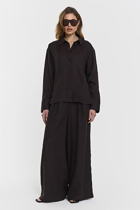 EVIANNA LINEN SHIRT COFFEE