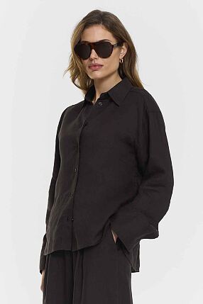 EVIANNA LINEN SHIRT COFFEE