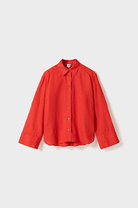 EVIANNA LINEN SHIRT POPPY RED