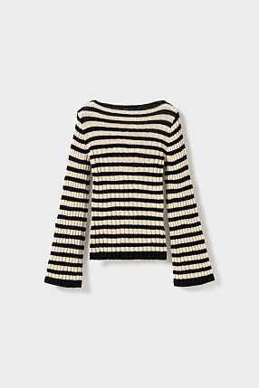 KARLIE KNITTED TOP BLACK STRI