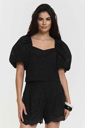 MANDIE BRODERIE BLOUSE BLACK