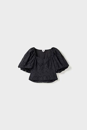 MANDIE BRODERIE BLOUSE BLACK