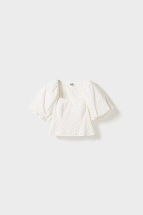 MANDIE BRODERIE BLOUSE WHITE