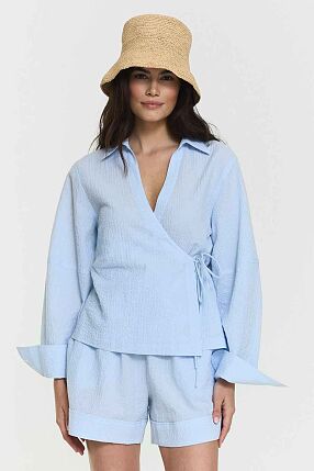 MELLA WRAP SHIRT PALE BLUE ST