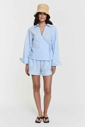 MELLA WRAP SHIRT PALE BLUE ST