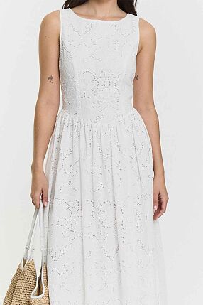 MYKA BRODERIE DRESS WHITE
