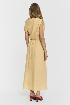 REINA LINEN DRESS BUTTER YELL
