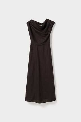 REINA LINEN DRESS COFFEE