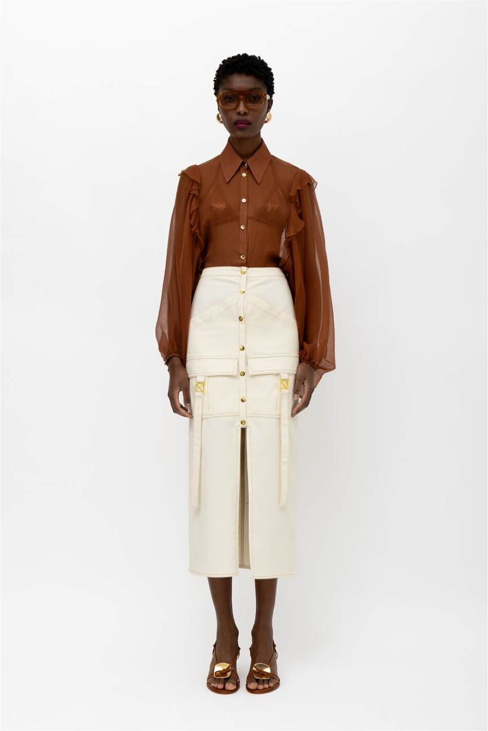 ELECTRA SILK ORGANZA SHIRT WITH RUFFLES