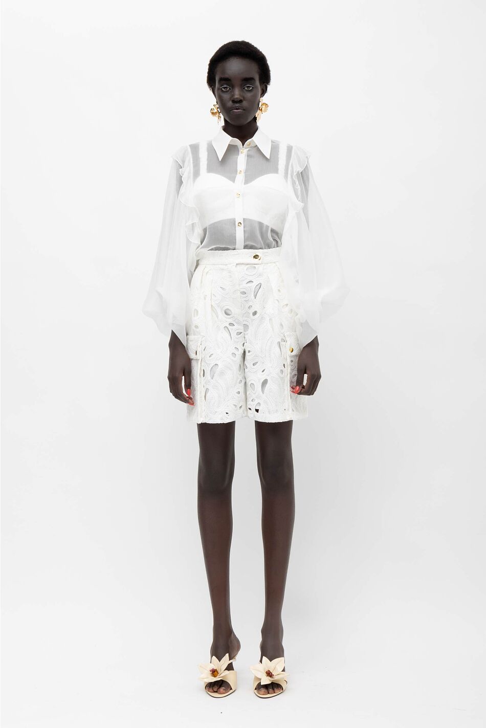 ELECTRA SILK ORGANZA SHIRT WITH RUFFLES