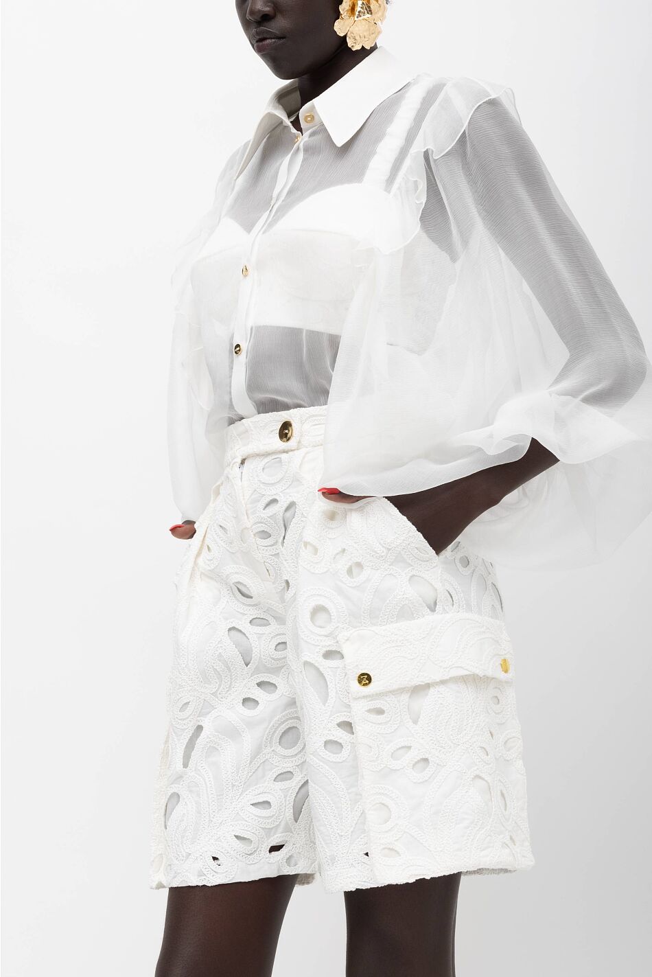 ELECTRA SILK ORGANZA SHIRT WITH RUFFLES