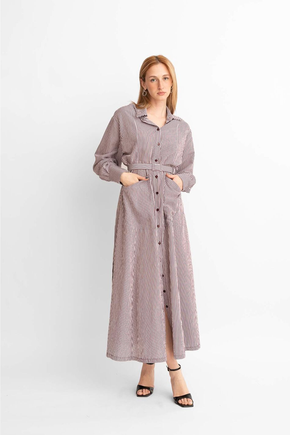 LONG STRIPE SHIRT DRESS