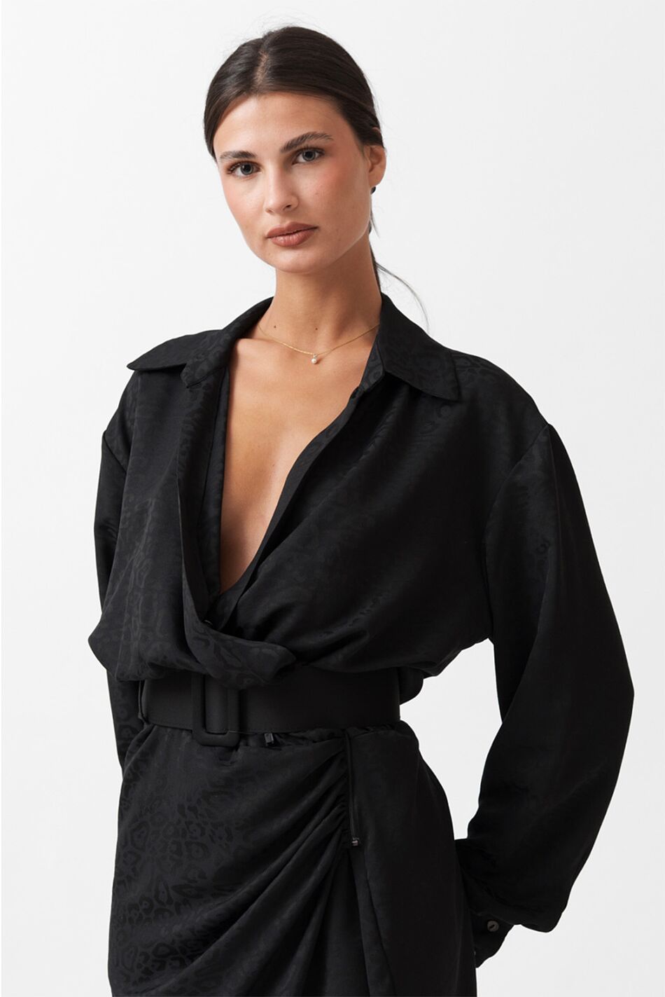 PLEATED SHIRT DRESS