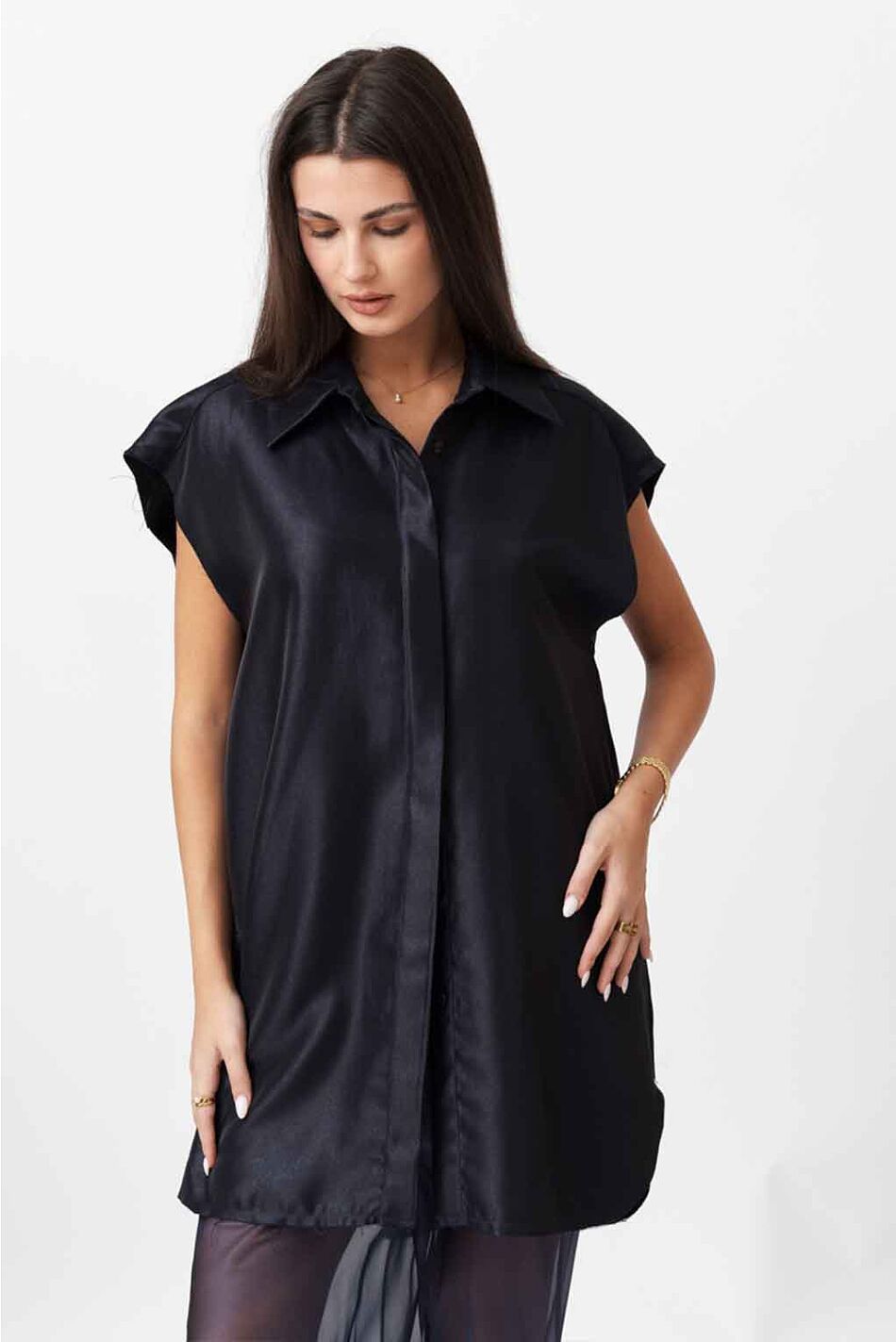 METALLIC SHIRT DRESS