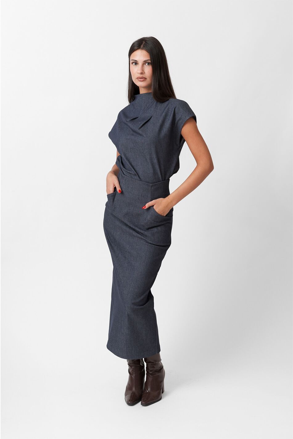 DENIM PENCIL SKIRT