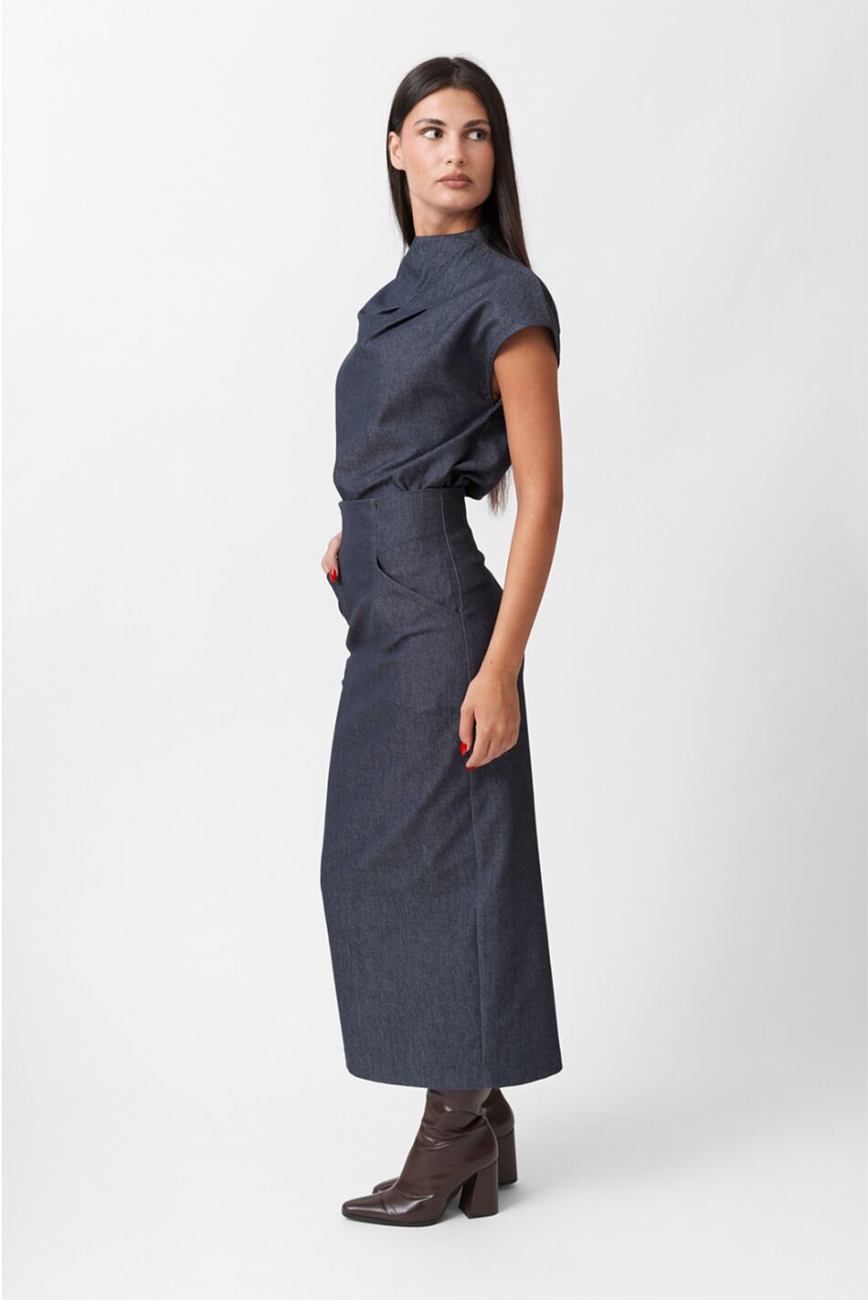 DENIM PENCIL SKIRT