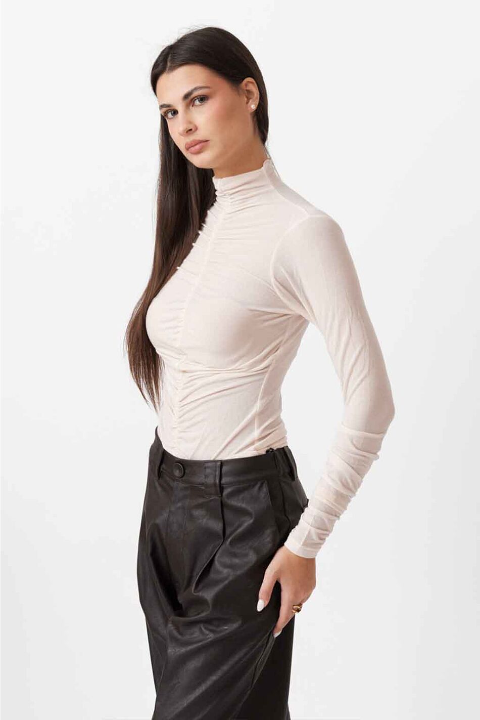 RUFFLED HIGH NECK TOP