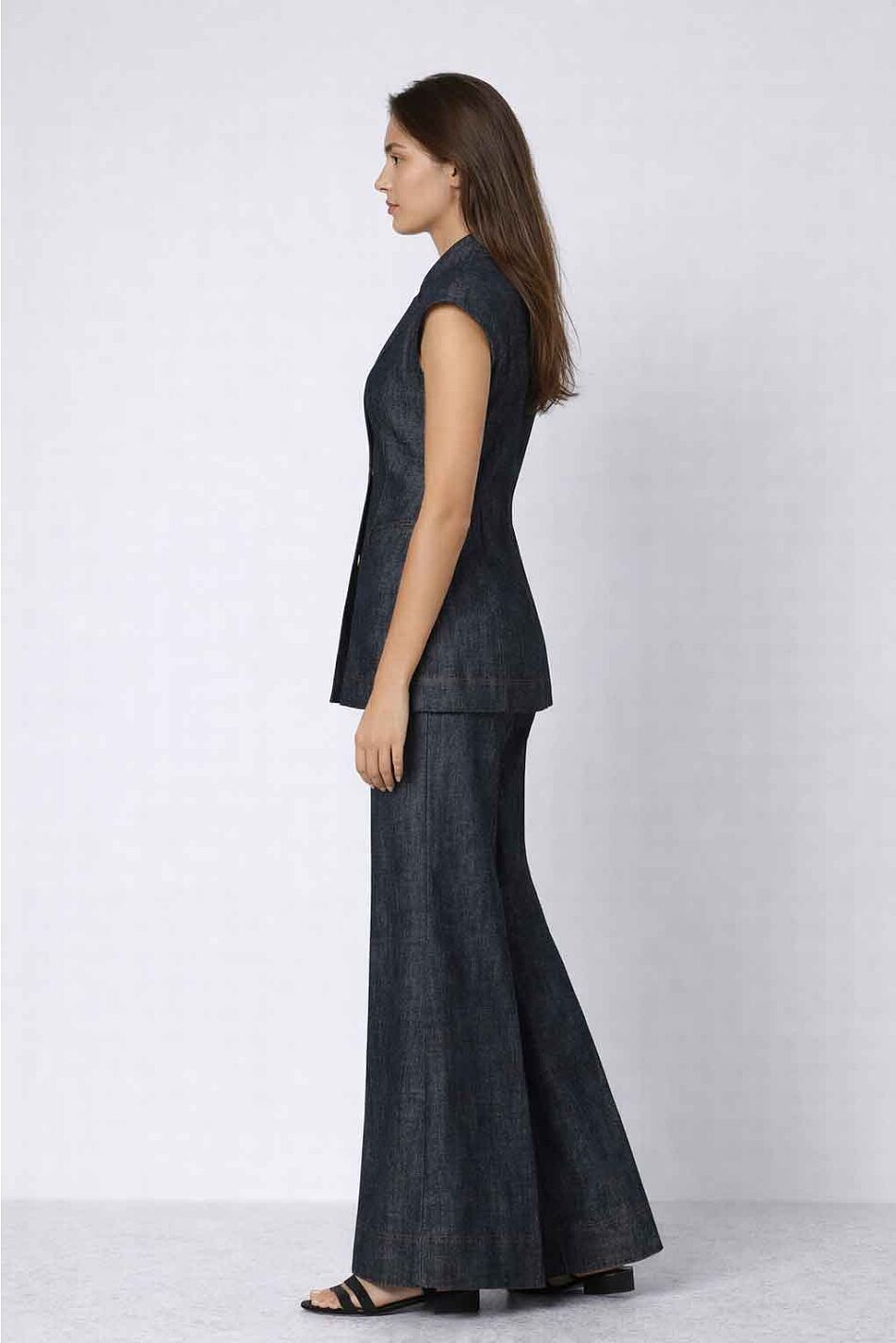 DENIM WIDE-LEG PANTS