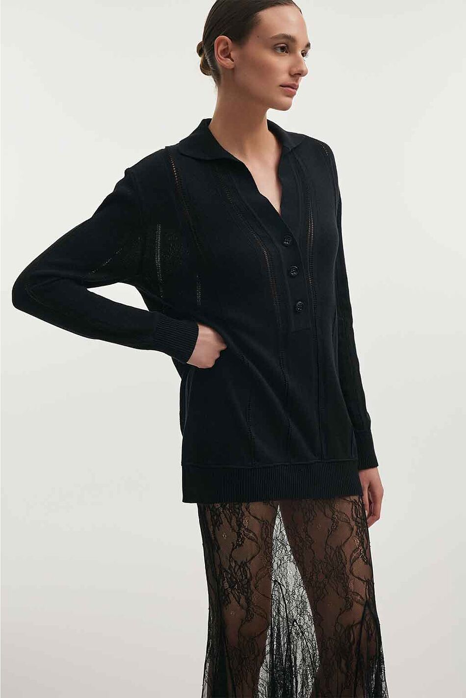 LAUREN KNITTED LONG BLOUSE