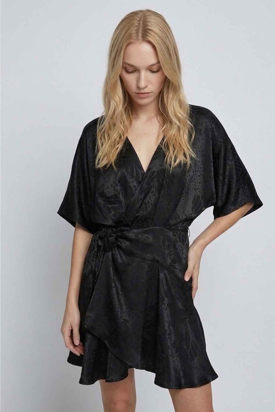 WRAPPED RUFFLE DRESS