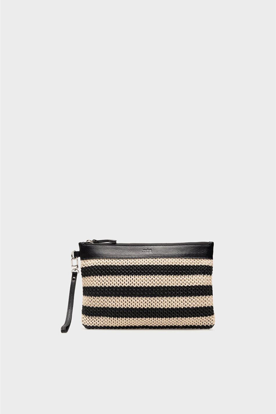 ALLIE CLUTCH BLACK BEIGE STRI