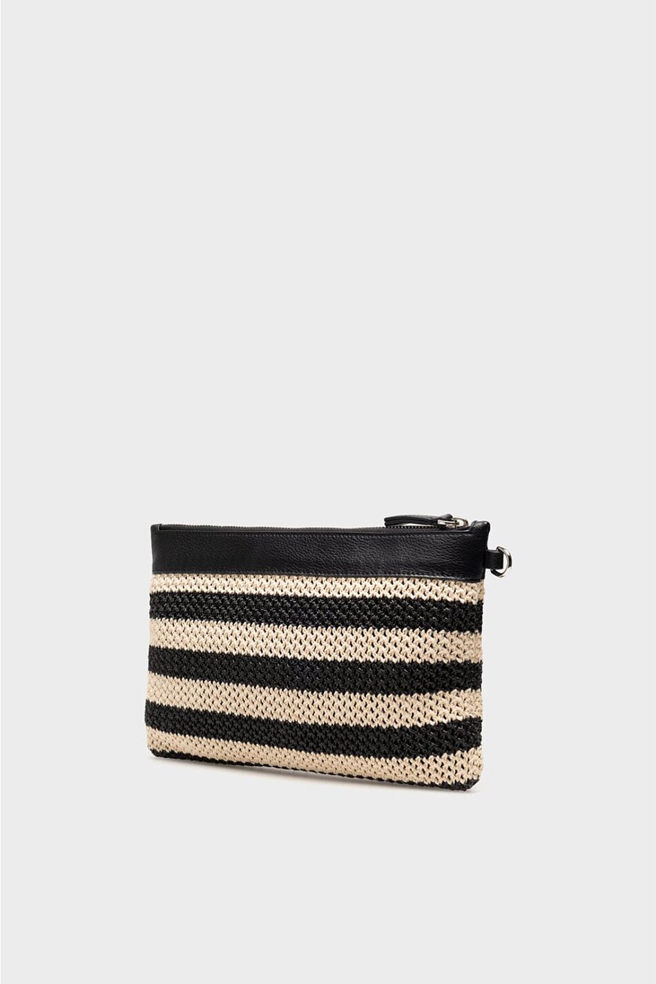 ALLIE CLUTCH BLACK BEIGE STRI