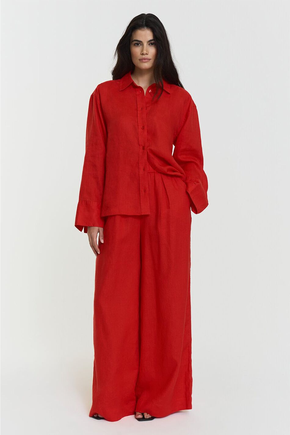 APRILIA LINEN TROUSERS POPPY RED