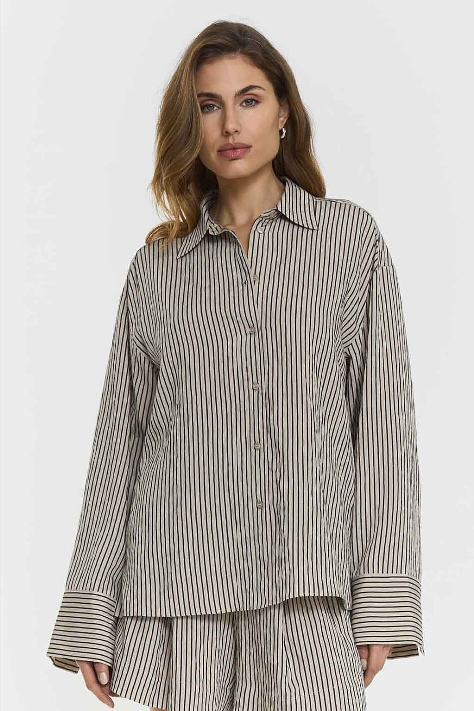 ARWA SHIRT NAVY BEIGE STRIPE